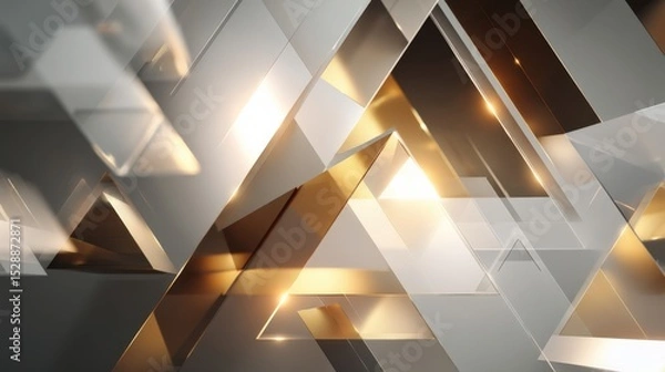 Obraz Abstract geometric shapes with golden and gray triangular elements