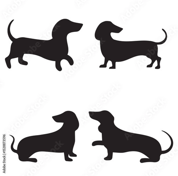 Obraz  Flat design dachshund silhouette set
