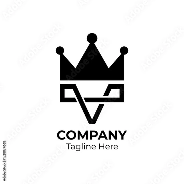 Fototapeta Initial letter V logo crown icon combination. Usable for business and branding logos. 