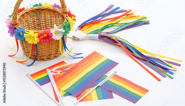 Fototapeta Pride Basket with Flags