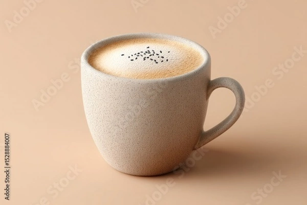 Fototapeta Creamy tahini latte in minimalist cup showcases smooth texture a