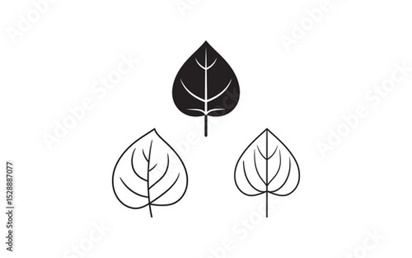 Fototapeta Stylized vector artwork showcasing three unique leaf designs, representing simplicity, nature, and minimalistic aesthetics. Ideal for eco-friendly themes and nature-inspired branding