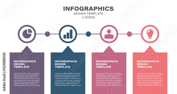 Obraz 4 steps simple business and marketing infographic template with icons and space for data