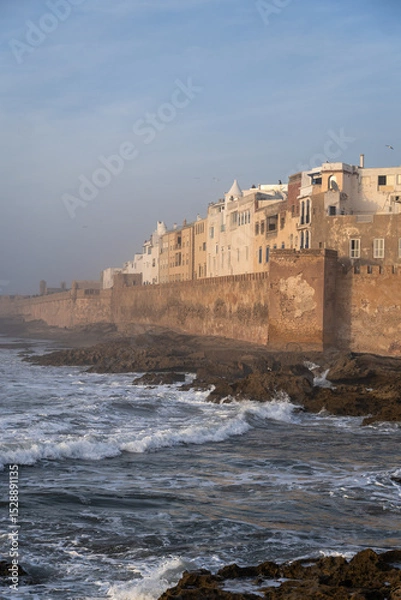 Fototapeta Essaouira, Morocco: The famous ancient fortified walls of the Mogador old town in Essaouira in Morocco facing the atlantic ocean