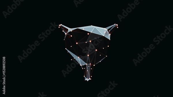 Obraz 3d render of a vibrant, low-poly bladder over dark background. Bladder wireframe made of light points. 3d illustration