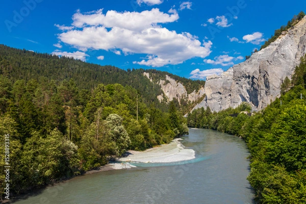 Obraz View of Ruinaulta, also known as the Rhine Gorge, or sometimes called the Swiss Grand Canyon in Grisons (Graubunden) canton, Switzerland