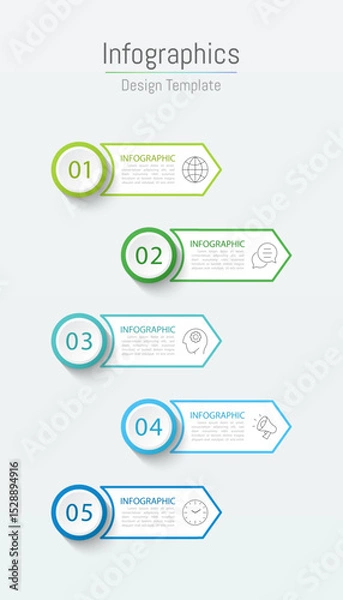 Fototapeta Infographic 5 options design elements for your business data. Vector Illustration.