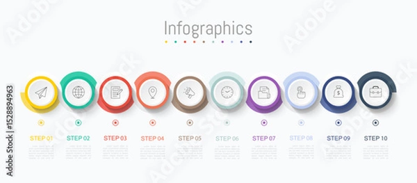 Fototapeta Infographic 10 options design elements for your business data. Vector Illustration.