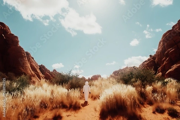 Obraz Astronaut explores desert landscape otherworldly journey
