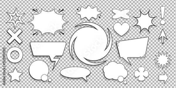 Fototapeta Speech bubbles . Chat balloons, small talk frames. Set of design elements. Vector illustration.