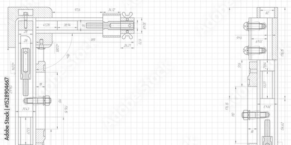 Fototapeta Engineering education. Technology background. Technical drawing .Vector illustration.