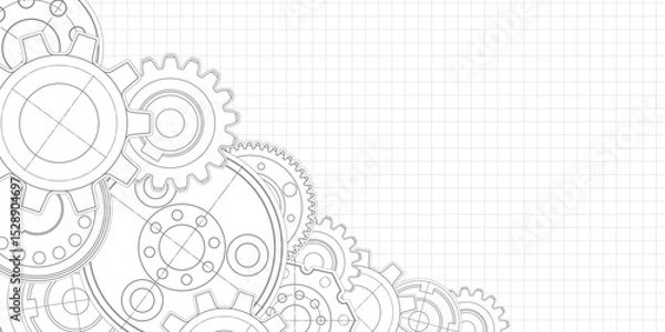 Fototapeta Gears. Technical drawing of gear .Engineering industry. Technology background. Vector illustration.