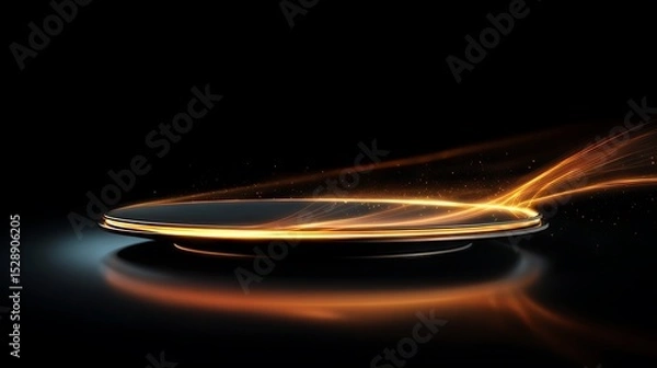 Obraz golden sci-fi wireless power disk radiating kinetic energy stream sleek surface design vibrant lighting for tech content