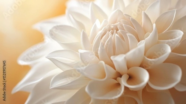 Fototapeta 66.A close-up image of a pure white flower standing alone, its intricate petal structure illuminated by natural light, with a softly blurred earthy backdrop.