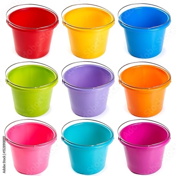 Obraz Colorful Plastic Buckets Set
