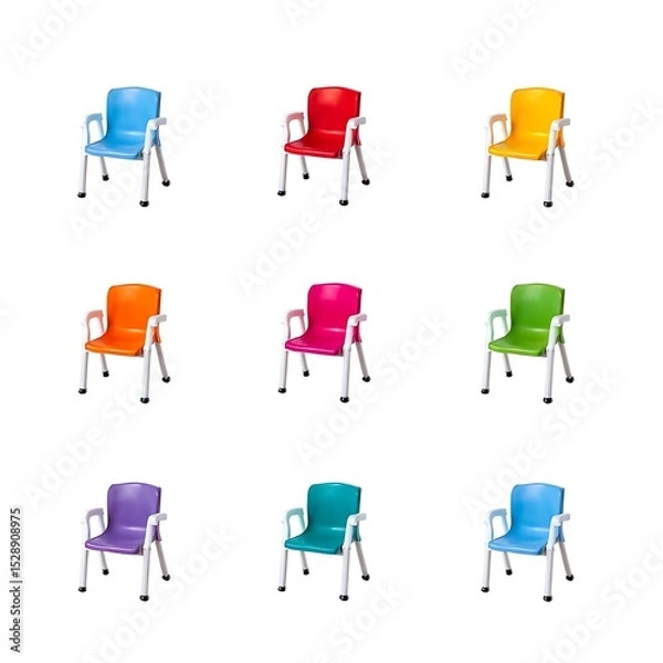 Obraz Colorful Portable School Chairs: Generative AI