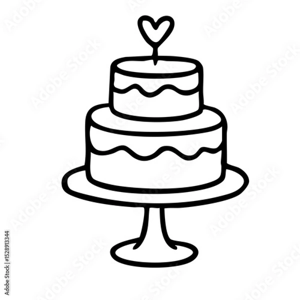 Fototapeta ケーキ　線画　手書き