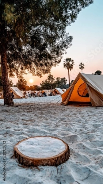 Obraz Sunset Glamping Beachside Luxury Tent Camping Experience
