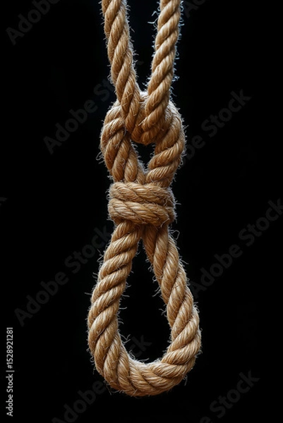 Fototapeta Illustration of a hanging rope loop, a knotted rope