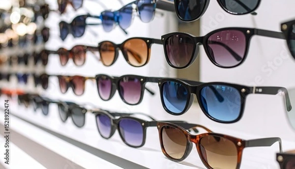 Fototapeta Stylish Sunglasses Display A Showcase of Trendy Eyeglass Frames and Lenses