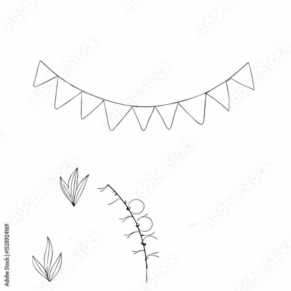 Fototapeta Abstract black vector illustration of an arrow symbol with a nature-inspired leaf design