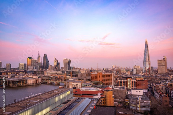 Obraz London sunset. View on business modern district