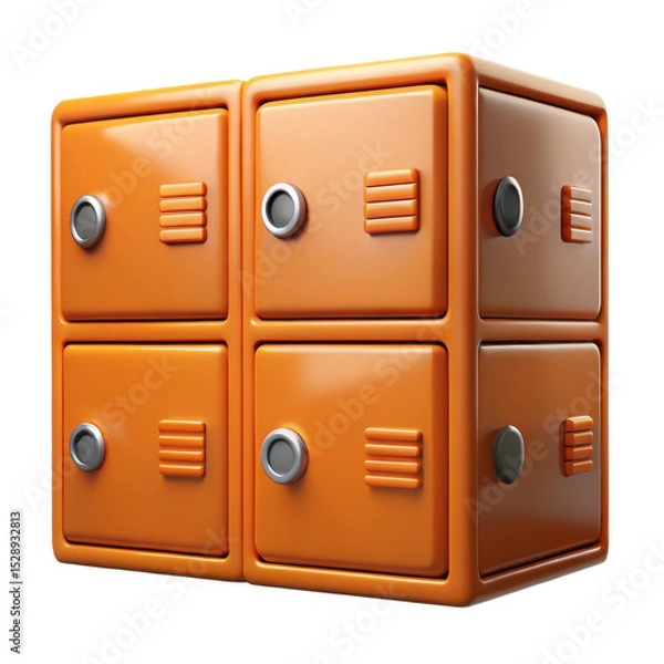 Fototapeta 3d render of orange lockers isolated on white background
