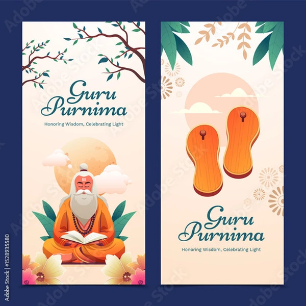 Obraz Guru Purnima Vertical Banner Set