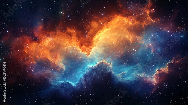 Obraz Deep Space Nebula with Vibrant Colors and Bright Stars