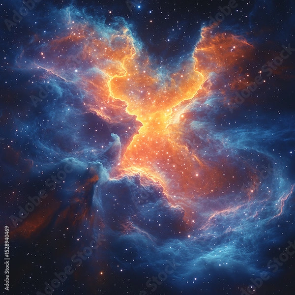 Obraz Spectacular Cosmic Nebula with Bright Stars and Vivid Colors