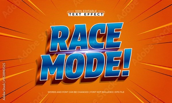 Fototapeta race mode editable text effect with a race and sport text style