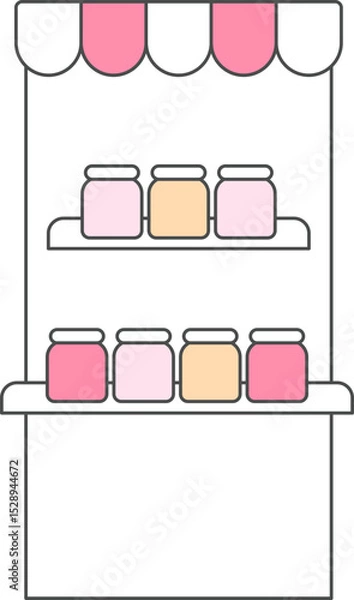 Fototapeta Jam and canned food display stand
