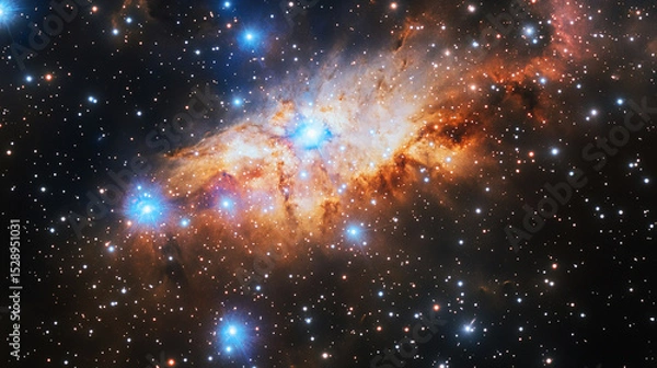 Obraz Bright Stars and Glowing Nebula in Deep Space