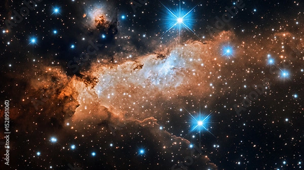 Obraz Shimmering Stars and Vibrant Galactic Clouds in the Universe