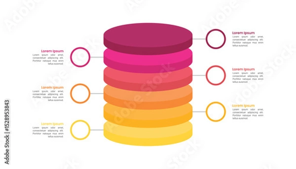 Fototapeta Stacked 3D layers Infographic Included 6 Layer