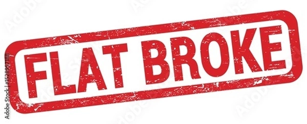 Fototapeta FLAT BROKE text written on red rectangle stamp.