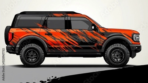 Obraz Modern car with unique graphic wrap for showcasing design and modification