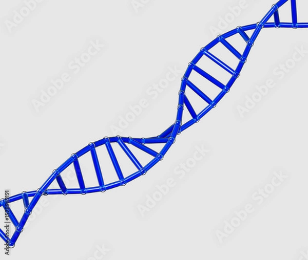 Fototapeta 3d Blue DNA helix with futuristic look, symbolizing genetics and biotechnology. 3d illustration