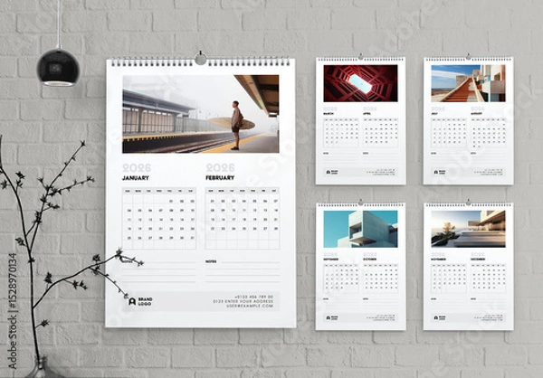 Obraz 2026 Calendar Template with Modern Architecture Design