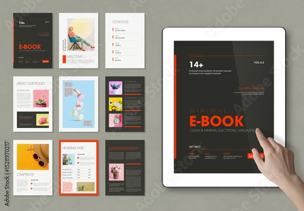 Obraz Colorful Minimal Ebook and Magazine Template Design with Editorial Layout