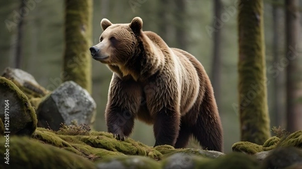 Obraz Standing Grizzly Bear in Forest