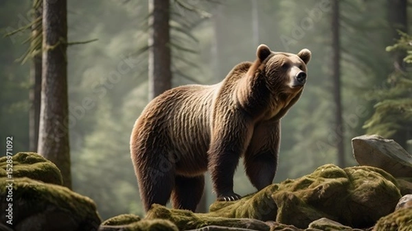 Obraz Standing Grizzly Bear in Forest