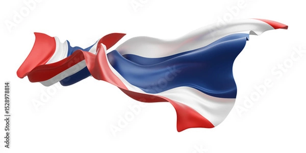 Fototapeta Thailand flag flying isolated on transparency background 3D render