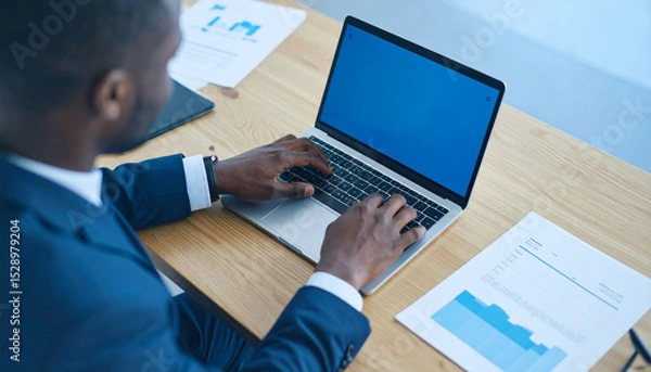 Obraz businessman using blank screen laptop