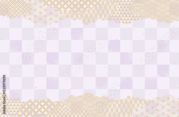 Obraz 紫色 和柄 格子・市松模様 和風背景ベクターイラスト 上品 高級感 優雅 豪華