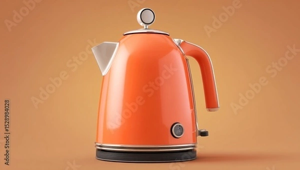Fototapeta Portable wireless electric kettle, 3D rendered, isolated on white background