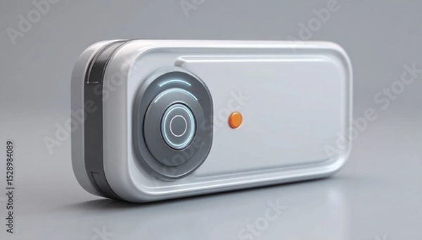 Fototapeta 3D rendering of a compact smart garage door opener with wireless connectivity.