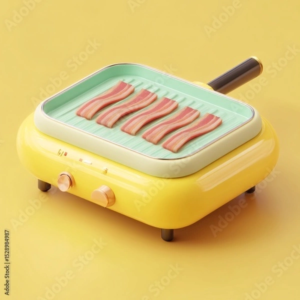Fototapeta 3D electric griddle icon, showcasing a functional cooking tool with advanced temperature control for perfect meals.