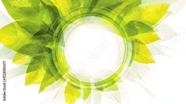 Fototapeta Abstract Green Leaf Frame with Soft Edges Creating a Vibrant Natural Surround in a Bright Background