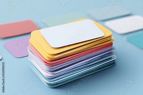 Fototapeta 3D rendering of an index card set, perfect for organizing and referencing notes quickly.